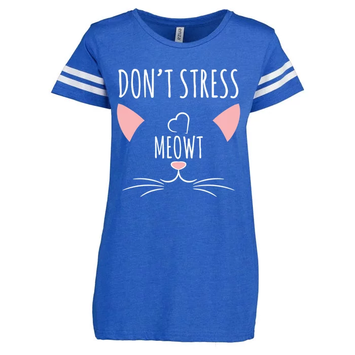 Cat Design Gift Funny Pun Dont Stress Meowt! Gift Enza Ladies Jersey Football T-Shirt