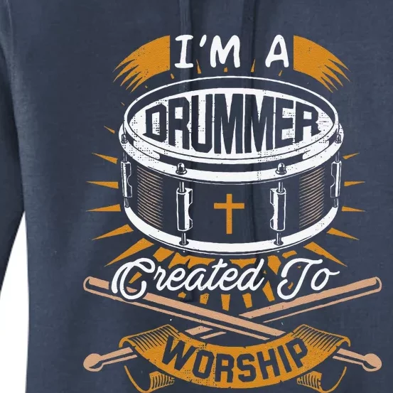 Christian Drummer Gift Idea For Drummers Who Rock God Women's Pullover Hoodie