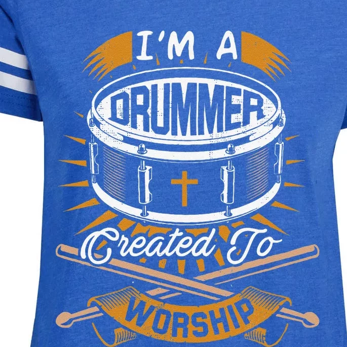 Christian Drummer Gift Idea For Drummers Who Rock God Enza Ladies Jersey Football T-Shirt