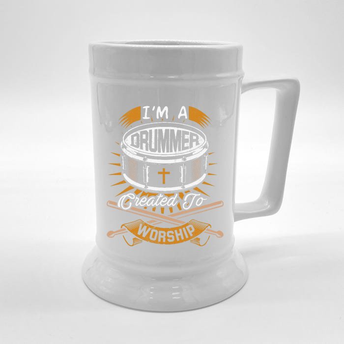 Christian Drummer Gift Idea For Drummers Who Rock God Front & Back Beer Stein