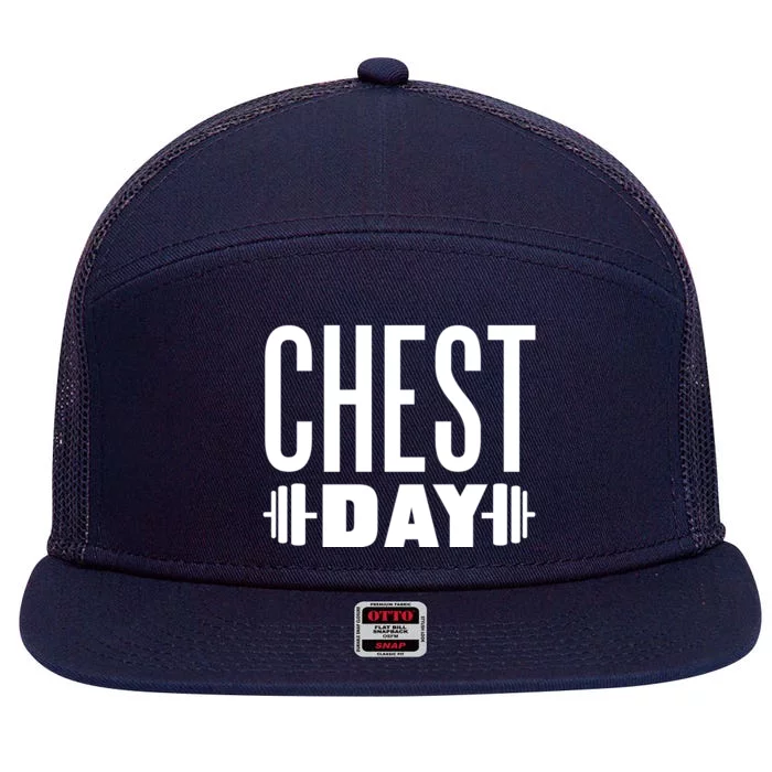 Chest Day Gym Workout 7 Panel Mesh Trucker Snapback Hat