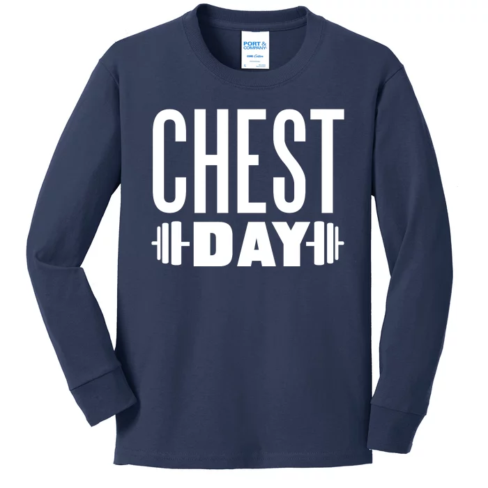 Chest Day Gym Workout Kids Long Sleeve Shirt