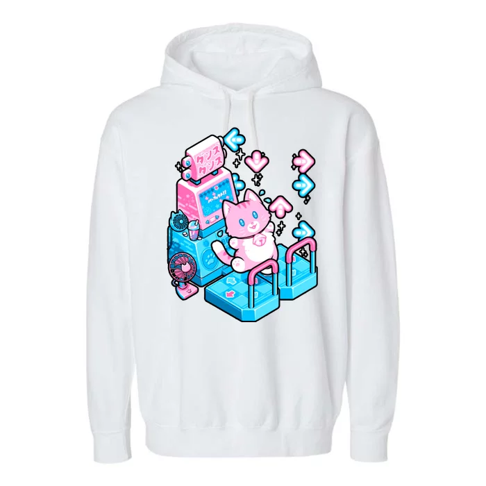 Cute Dancing Game Kitty Garment-Dyed Fleece Hoodie