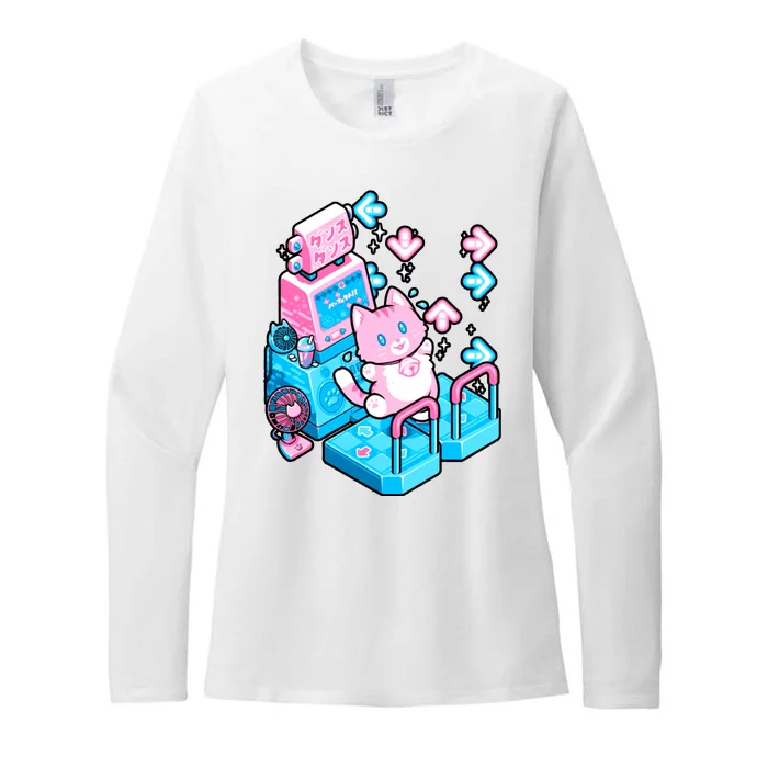 Cute Dancing Game Kitty Womens CVC Long Sleeve Shirt