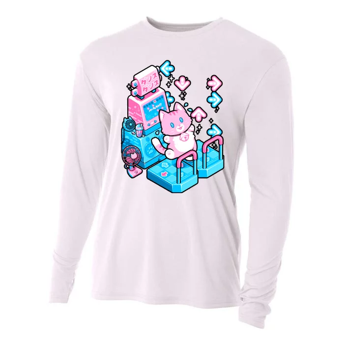 Cute Dancing Game Kitty Cooling Performance Long Sleeve Crew