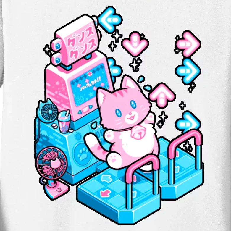 Cute Dancing Game Kitty Kids Long Sleeve Shirt