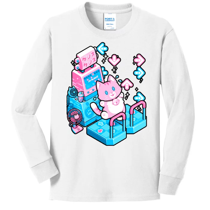 Cute Dancing Game Kitty Kids Long Sleeve Shirt