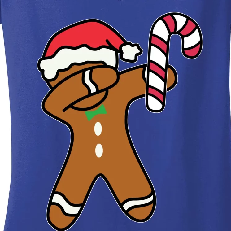 Christmas Dabbing Gingerbread Candy Cane Dance Gift Cute Gift Women's V-Neck T-Shirt