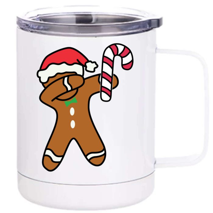 Christmas Dabbing Gingerbread Candy Cane Dance Gift Cute Gift Front & Back 12oz Stainless Steel Tumbler Cup