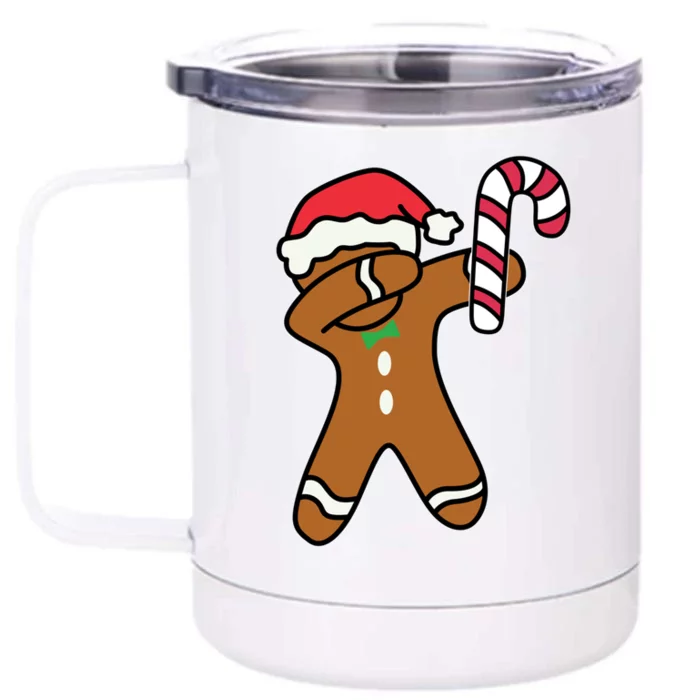 Christmas Dabbing Gingerbread Candy Cane Dance Gift Cute Gift Front & Back 12oz Stainless Steel Tumbler Cup