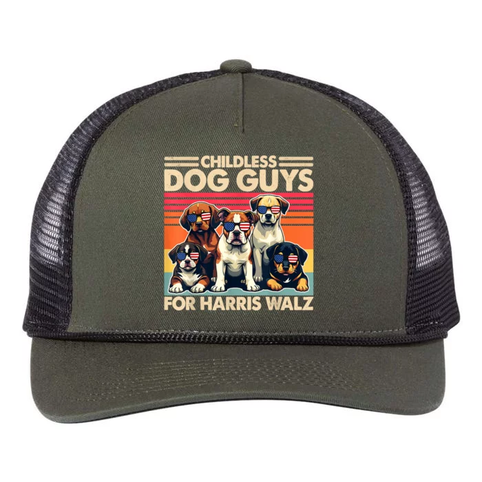 Childless Dog Guys For Kamala Harris 2024 Election Retro Rope Trucker Hat Cap