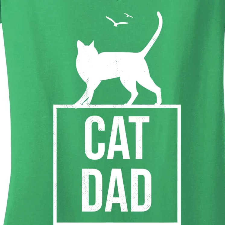 Cat Dad Gifts For Cat Owners Women's V-Neck T-Shirt