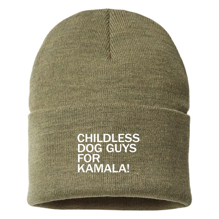 Childless Dog Guys For Kamala 2024 Vote Harris For President Sustainable Knit Beanie