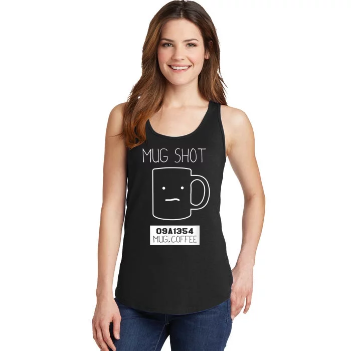 Coffee Drinker Gift Pun, Mug Shot Ladies Essential Tank