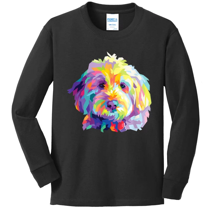 Colorful Dog Goldendoodle Gift Labradoodle Pet Bernedoodle Kids Long Sleeve Shirt