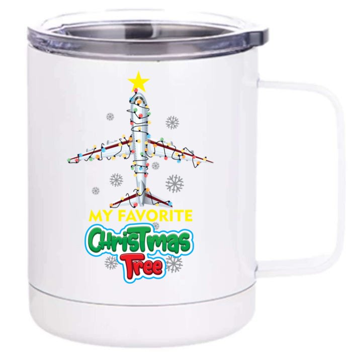 Christmas Decorated Gift Suit On Board 777 And 747 Airplanes Gift Front & Back 12oz Stainless Steel Tumbler Cup