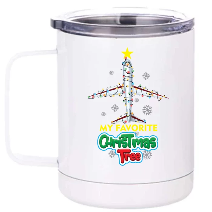 Christmas Decorated Gift Suit On Board 777 And 747 Airplanes Gift Front & Back 12oz Stainless Steel Tumbler Cup