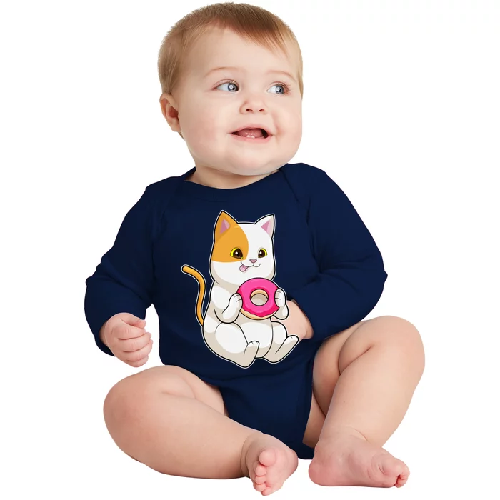 Cat Donut Gift Baby Long Sleeve Bodysuit