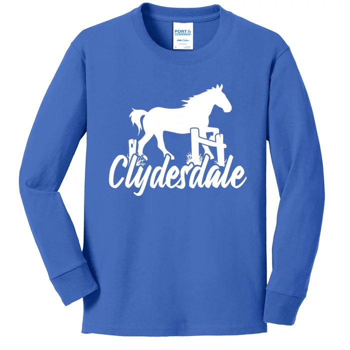 Clydesdale Draft Horse Pun Horseback Riding Meaningful Gift Kids Long Sleeve Shirt