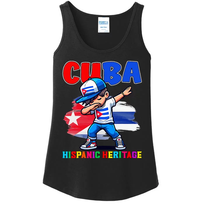 Cuba Dabbing Hispanic Heritage Celebration Ladies Essential Tank