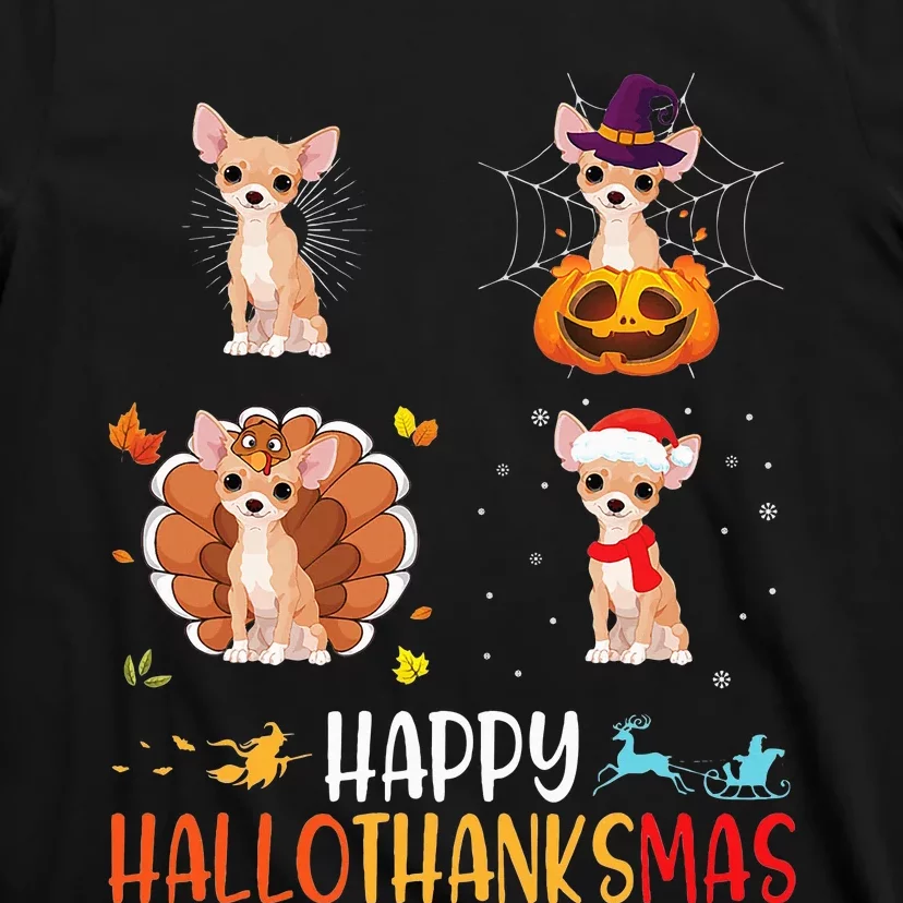 Chihuahua Dog Hallothanksmas Halloween Thanksgiving Xmas T-Shirt