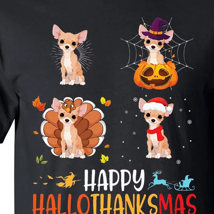 Chihuahua Dog Hallothanksmas Halloween Thanksgiving Xmas Tall T-Shirt