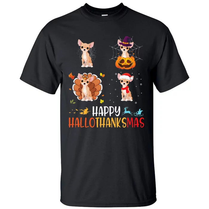 Chihuahua Dog Hallothanksmas Halloween Thanksgiving Xmas Tall T-Shirt