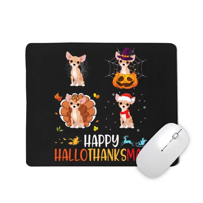 Chihuahua Dog Hallothanksmas Halloween Thanksgiving Xmas Mousepad