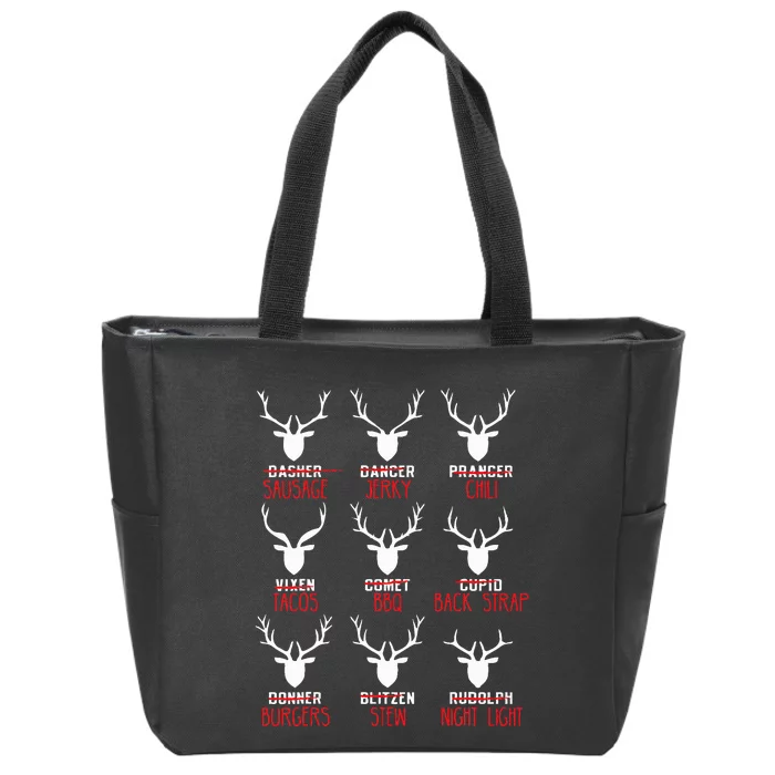 Christmas Deer Hunters All Of SantaS Reindeer Zip Tote Bag