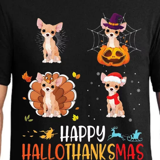 Chihuahua Dog Hallothanksmas Halloween Thanksgiving Xmas Pajama Set