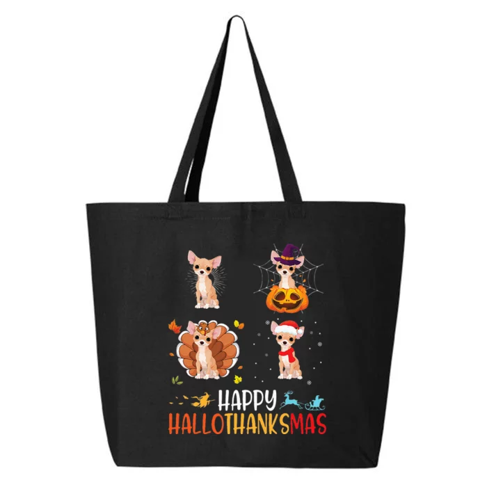 Chihuahua Dog Hallothanksmas Halloween Thanksgiving Xmas 25L Jumbo Tote