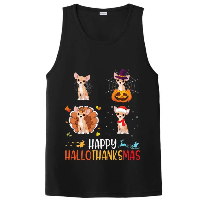 Chihuahua Dog Hallothanksmas Halloween Thanksgiving Xmas Performance Tank