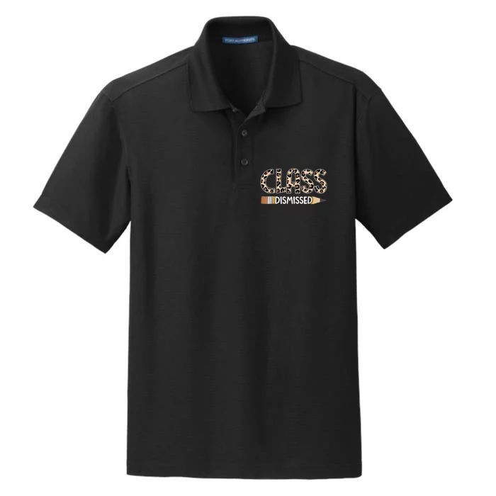 Class Dismissed Happy Last Day Of School Leopard Graduation Dry Zone Grid Performance Polo