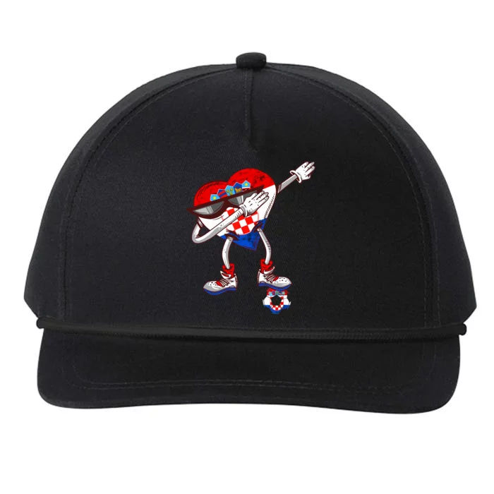 Croatia Dabbing Heart Hrvatska Soccer Team Croatia Flag Snapback Five-Panel Rope Hat