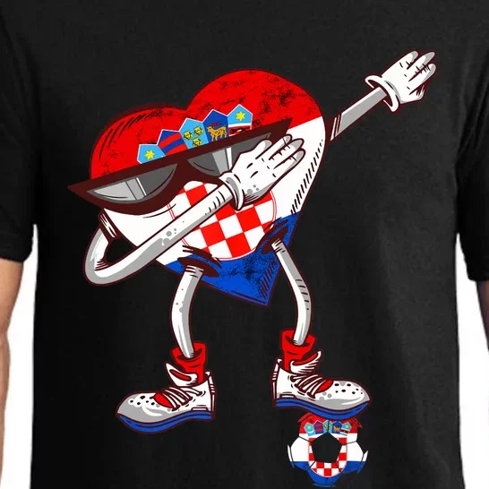 Croatia Dabbing Heart Hrvatska Soccer Team Croatia Flag Pajama Set