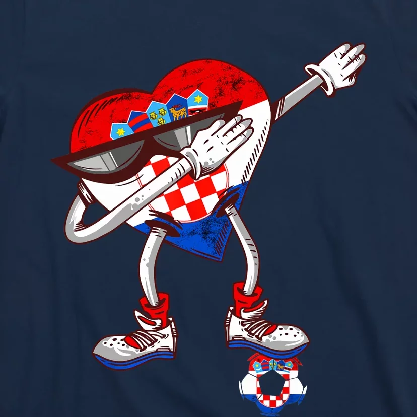 Croatia Dabbing Heart Hrvatska Soccer Team Croatia Flag T-Shirt