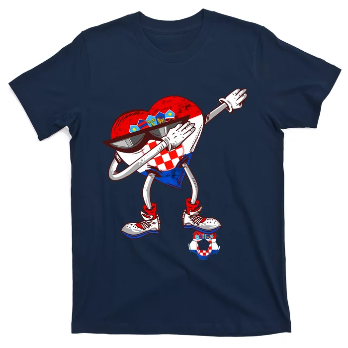 Croatia Dabbing Heart Hrvatska Soccer Team Croatia Flag T-Shirt