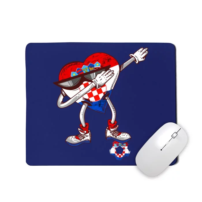 Croatia Dabbing Heart Hrvatska Soccer Team Croatia Flag Mousepad