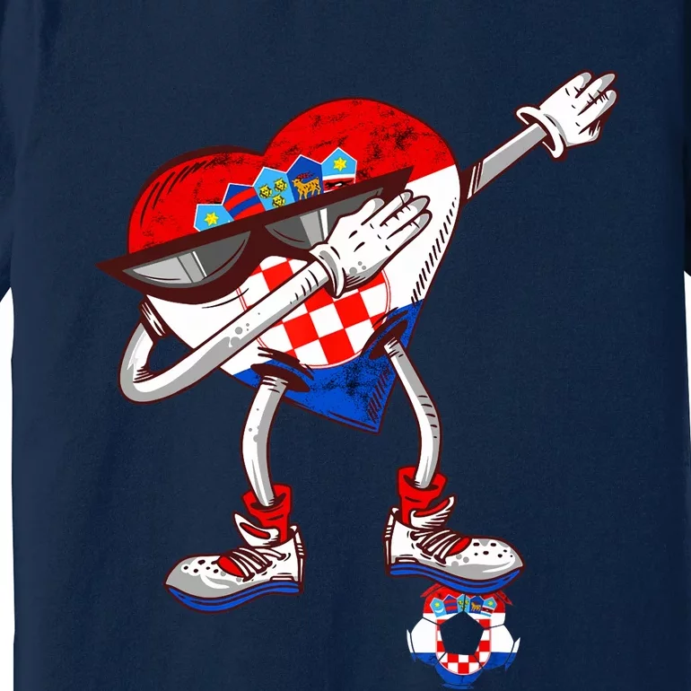 Croatia Dabbing Heart Hrvatska Soccer Team Croatia Flag Premium T-Shirt