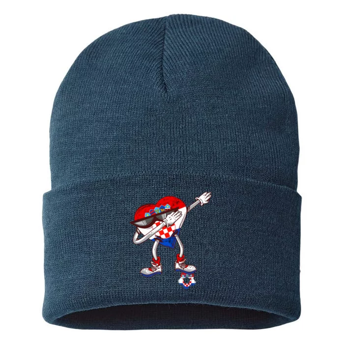 Croatia Dabbing Heart Hrvatska Soccer Team Croatia Flag Sustainable Knit Beanie