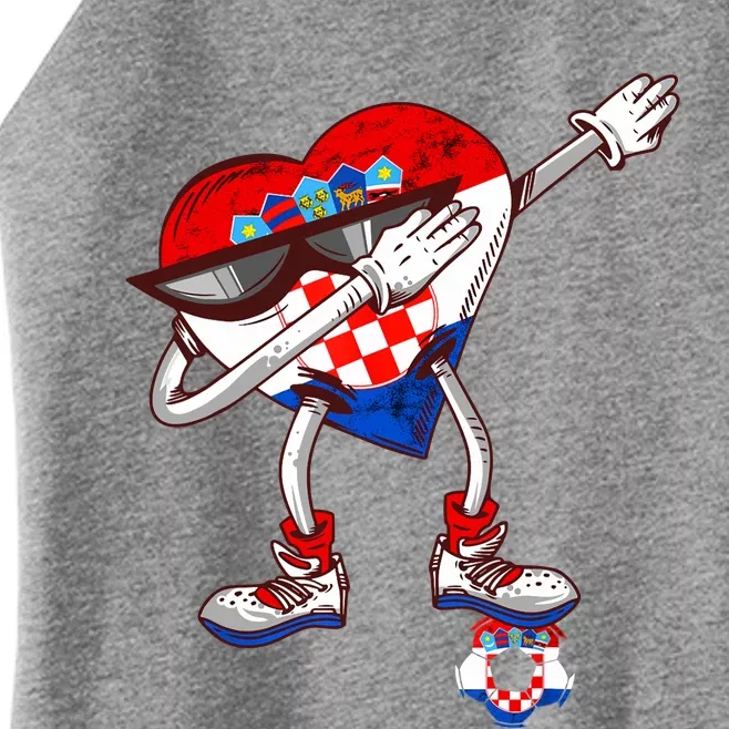 Croatia Dabbing Heart Hrvatska Soccer Team Croatia Flag Women’s Perfect Tri Rocker Tank