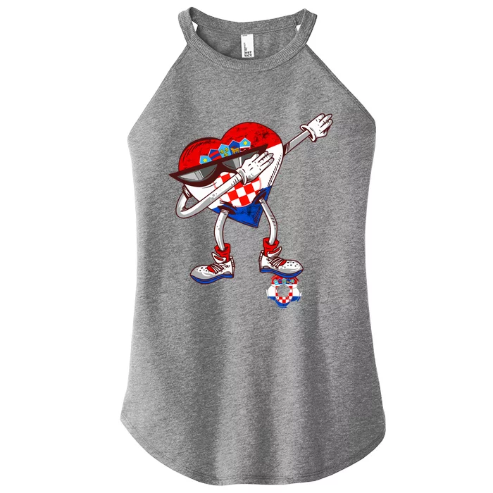 Croatia Dabbing Heart Hrvatska Soccer Team Croatia Flag Women’s Perfect Tri Rocker Tank