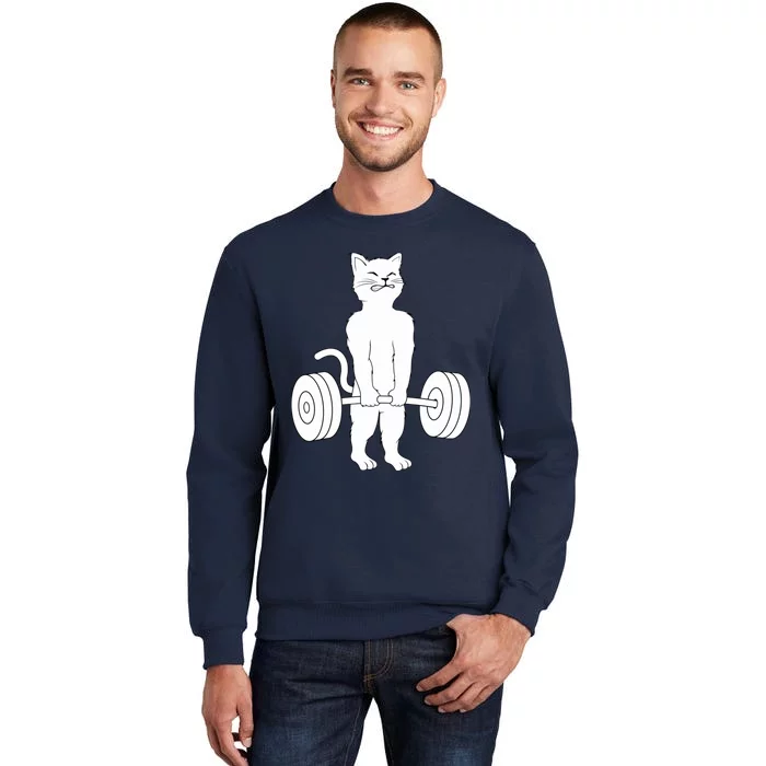 Cat Deadlift Hoodie - Powerlifting Kitty Sweater, Muscle Cat Sweatshirt