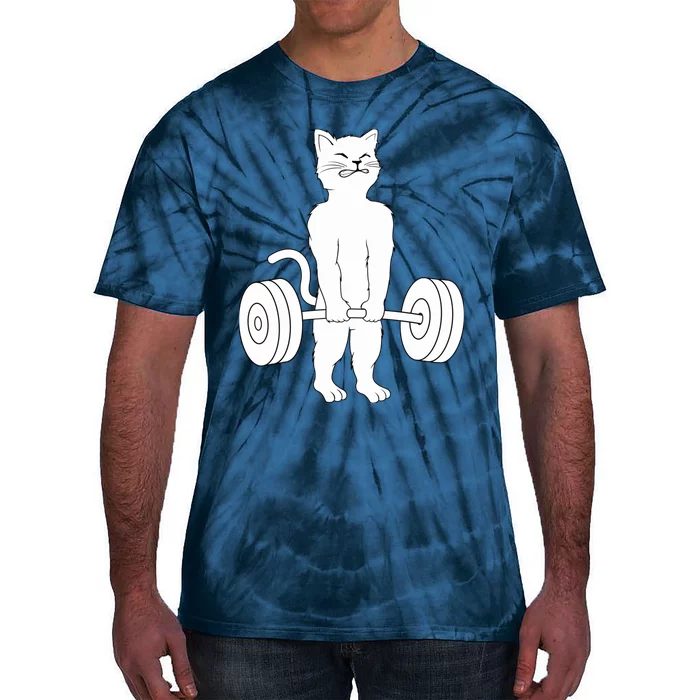 Cat Deadlift Hoodie - Powerlifting Kitty Sweater, Muscle Cat Tie-Dye T-Shirt