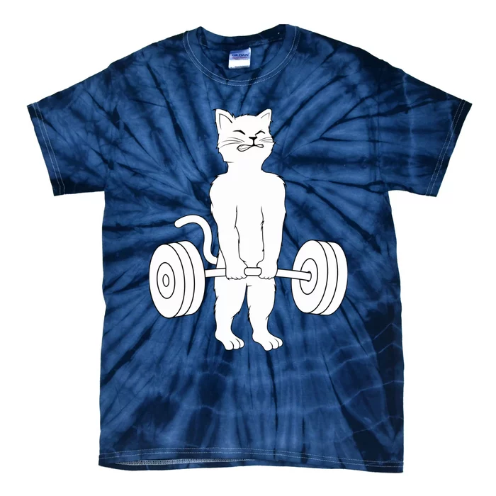 Cat Deadlift Hoodie - Powerlifting Kitty Sweater, Muscle Cat Tie-Dye T-Shirt