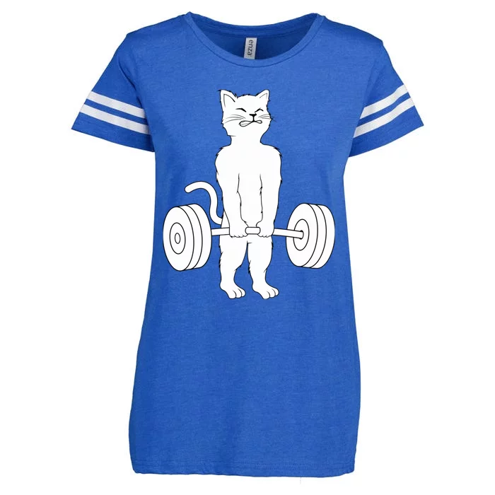 Cat Deadlift Hoodie - Powerlifting Kitty Sweater, Muscle Cat Enza Ladies Jersey Football T-Shirt