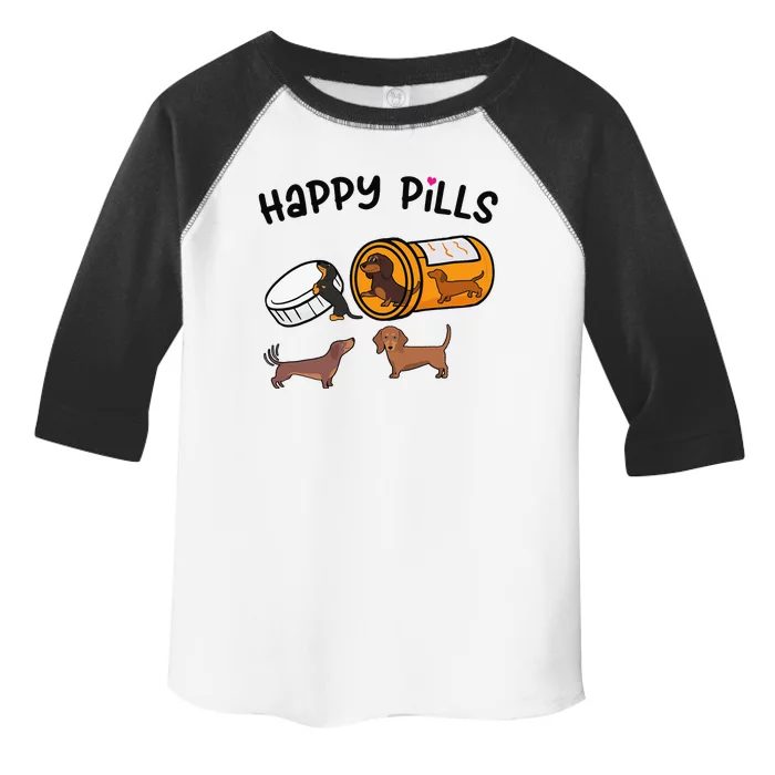 Cute Dachshund Happy Pills Funny Weiner Dog Mom Dad Lover Toddler Fine Jersey T-Shirt