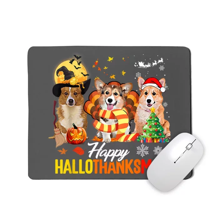 Corgi Dog Halloween Merry Christmas Happy Hallothanksmas Mousepad