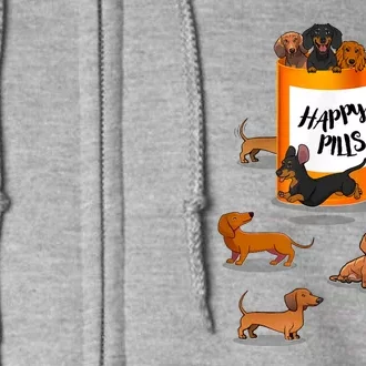 Cute Dachshund Happy Pills Gift For Doxie Lover Full Zip Hoodie