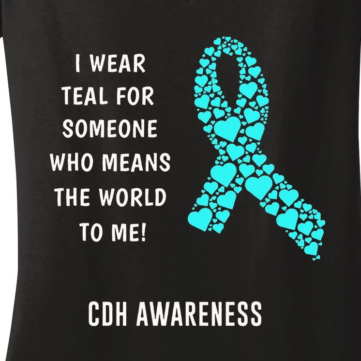 Congenital Diaphragmatic Hernia Awareness Ribbon CDH Warrior Women's V-Neck T-Shirt